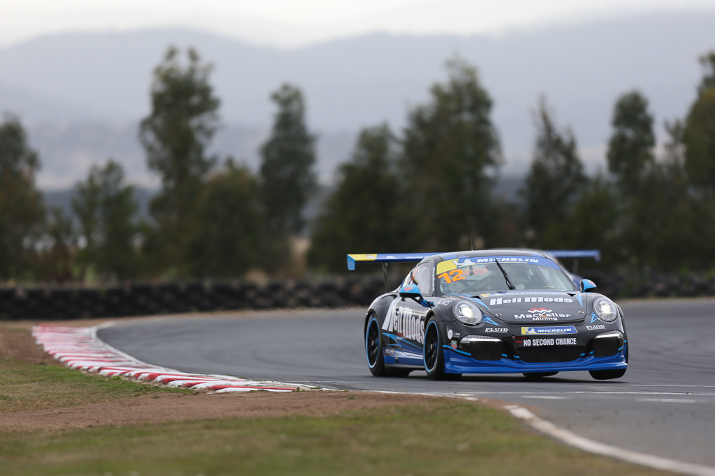 Harri Jones with McElrea Racing in the Porsche GT3 Cup Challenge at Symmons Plains in Tasmania