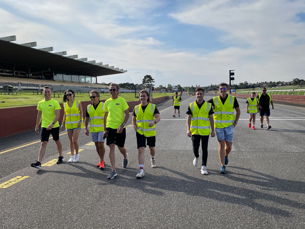 McElrea Racing drivers walk the track for the Porsche Carrera Cup at Sandown 2021